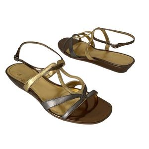 Nine West multi color metallic sandals. Size 8. Good used condition. Wedge heel.